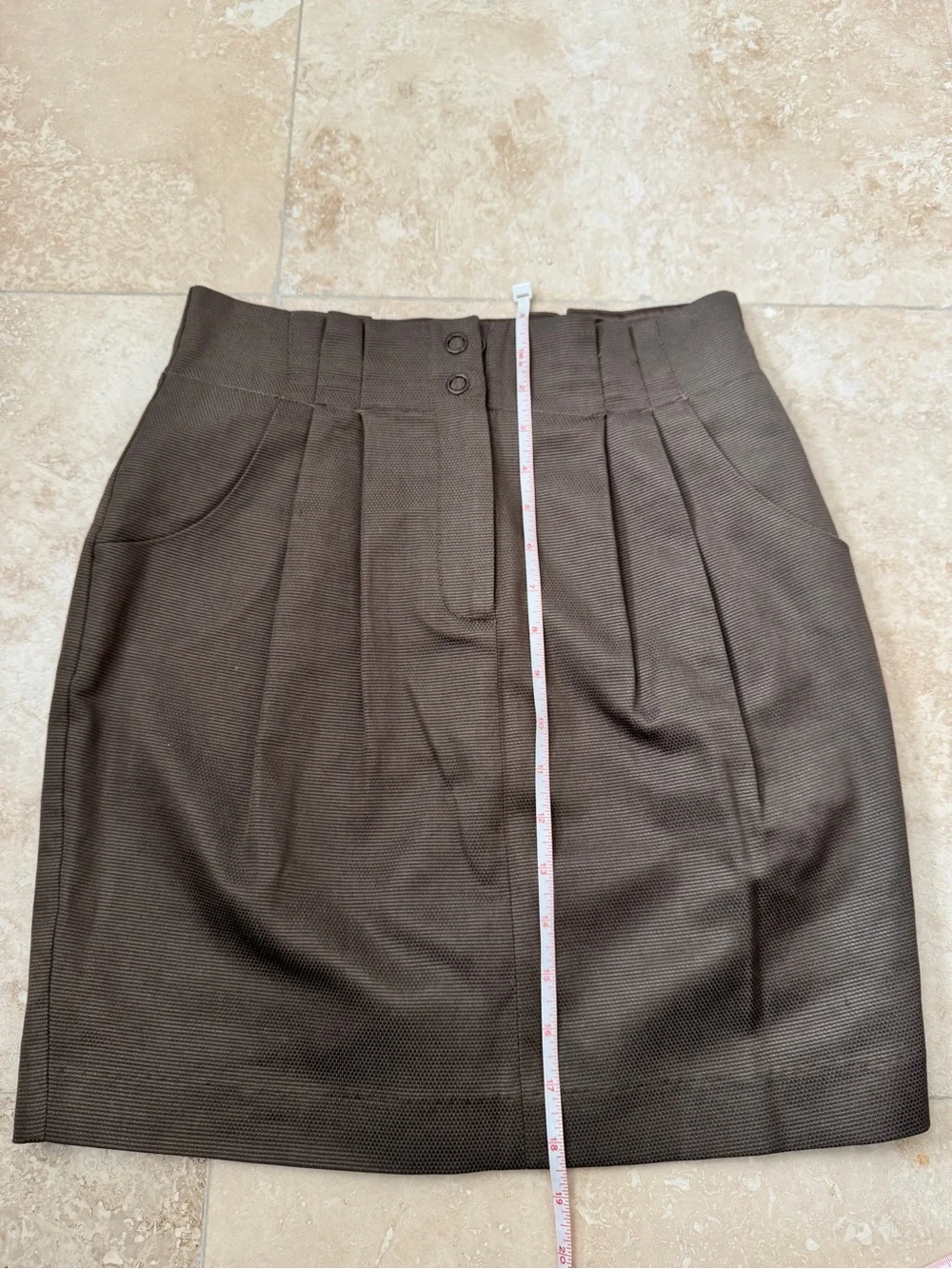 Sportsgirl Brown High Waist Pleated Tailored Mini Skirt Size 8